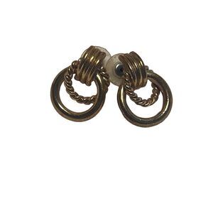 Vintage Gold Tone Textured Rope Love Knot Thailand Signed Designer Earrings